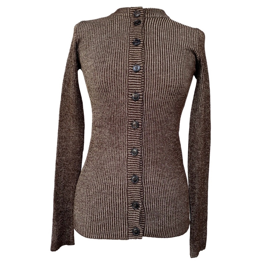 Brown Ribbed button up cardigan
